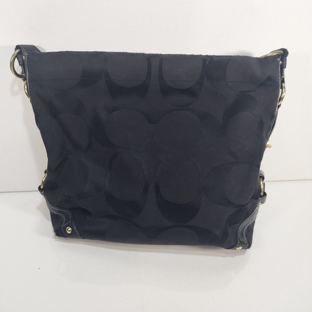 Coach Y2K Vintage Signature Carly Canvas Large Black Hobo Shoulder Purse - Picture 2 of 7
